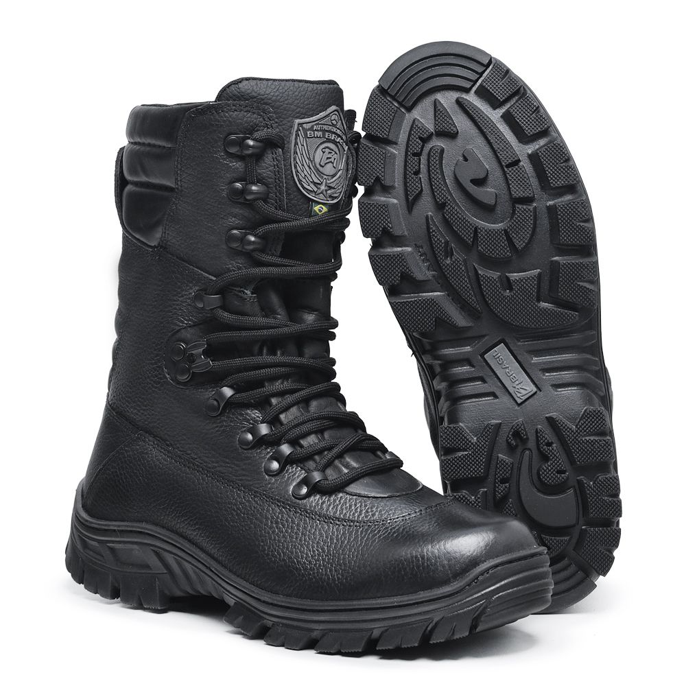Coturno Militar Com Zíper e Amortecedor Bm Brasil 5260/01 Preto