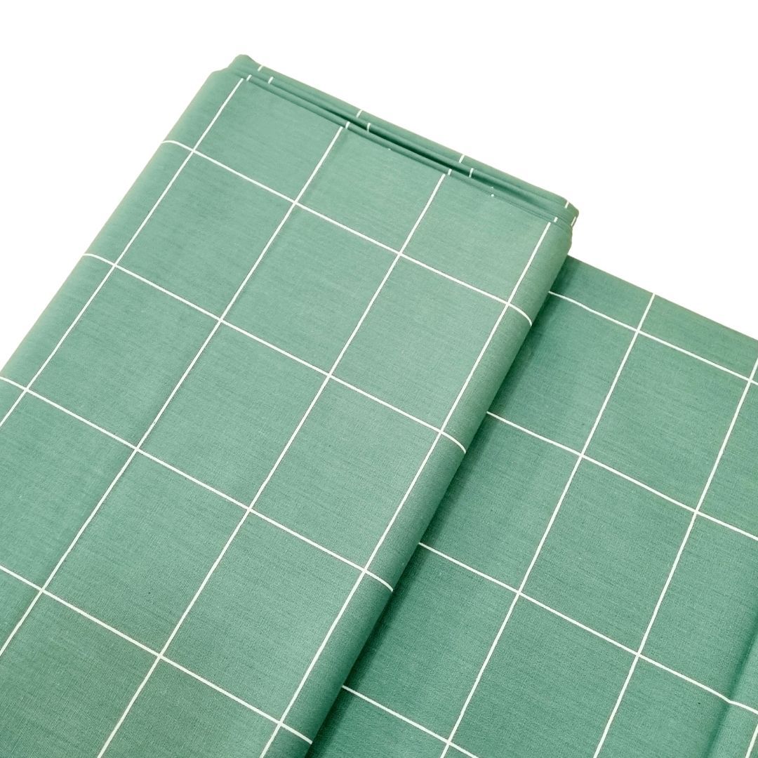 Tecido Tricoline 100% algodão Xadrez Grid - Verde balsamo