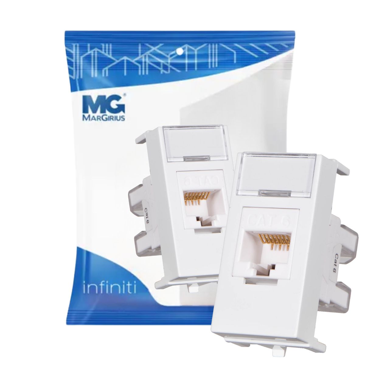 Módulo Tomada de rede RJ45 CAT.6 Branco Infiniti Margirius | Broketto ...