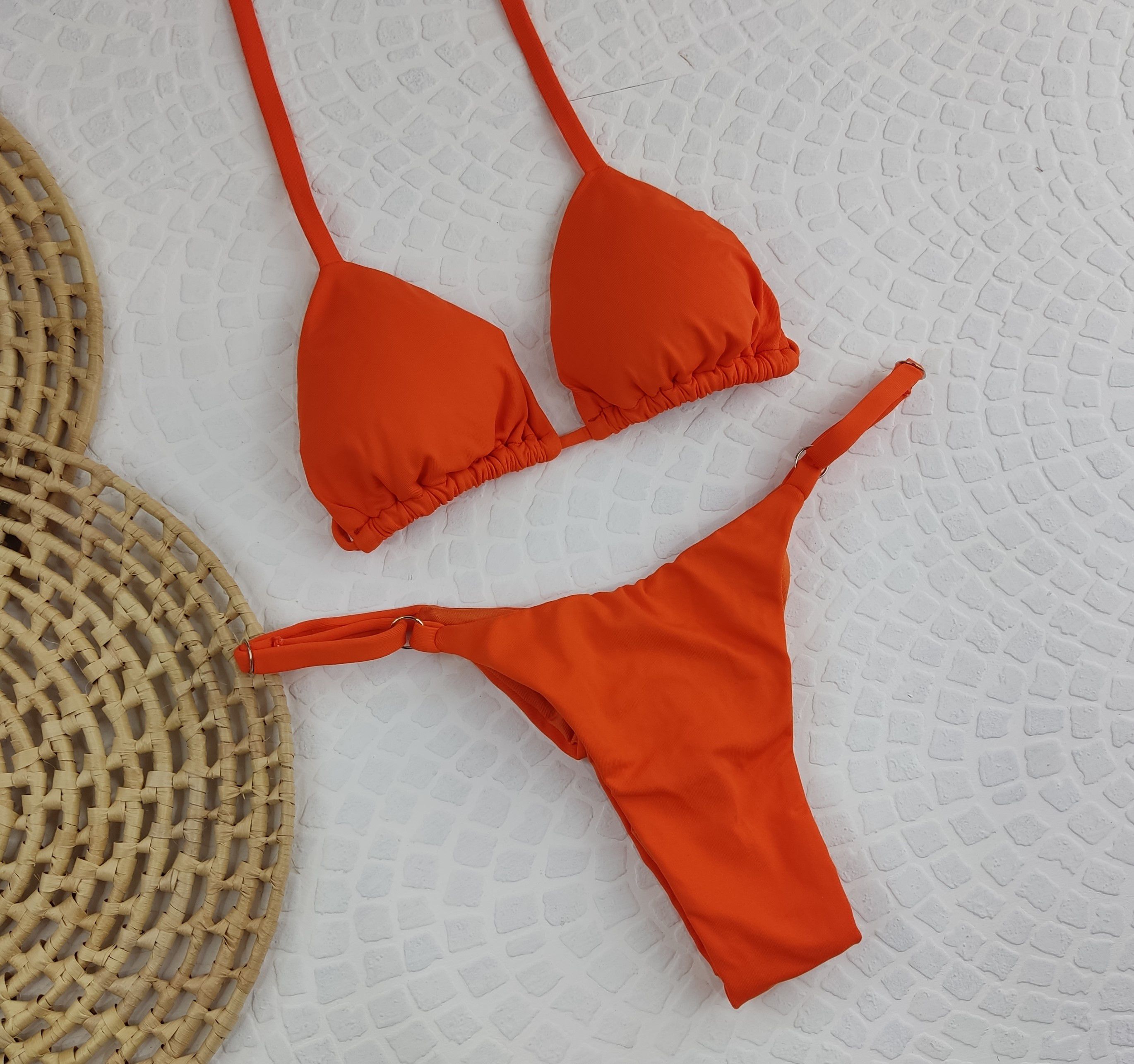 Conjunto summer laranja liso cariokas moda praia