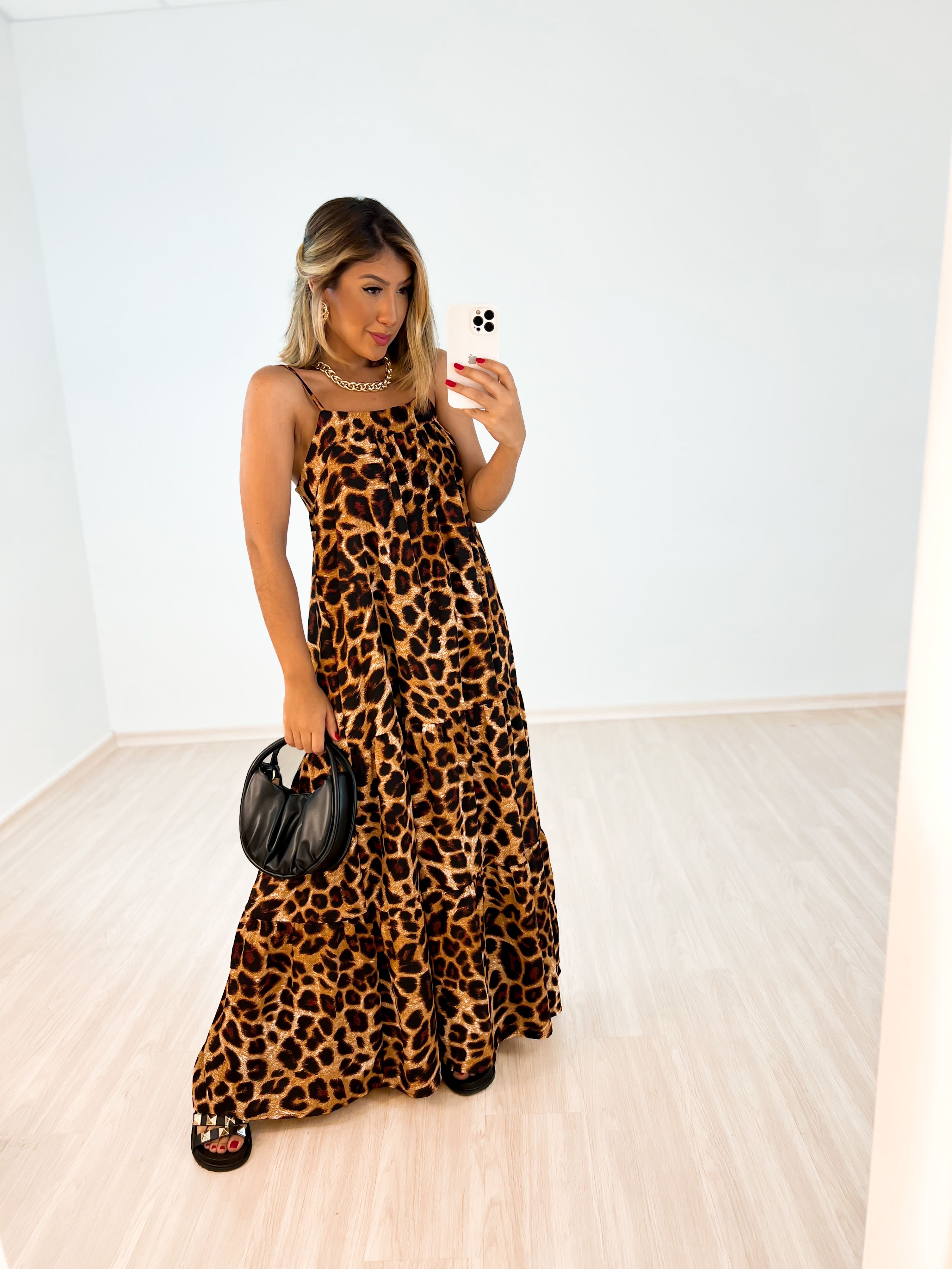 Vestido alcinha sale onça em flor