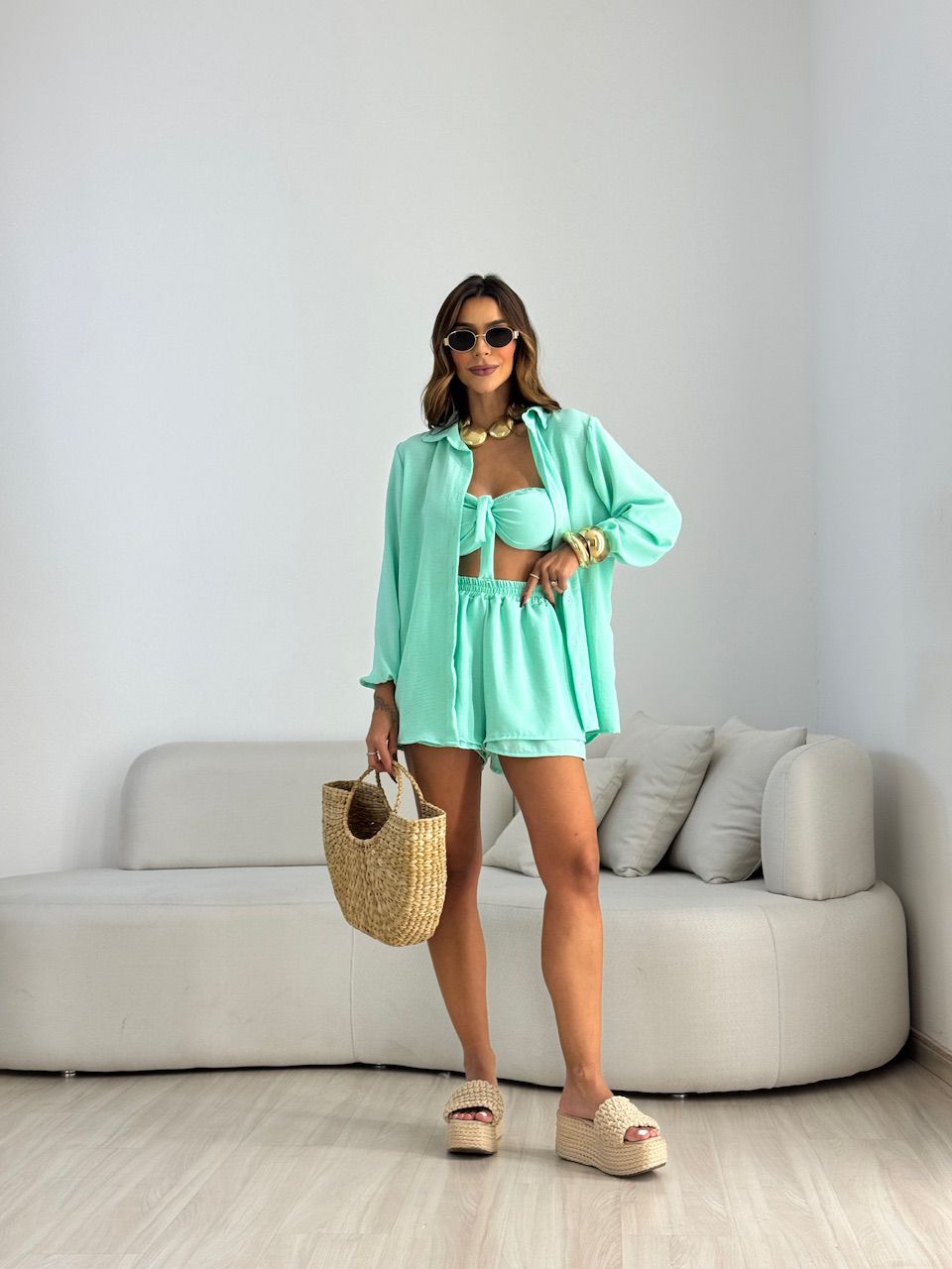 TRIJUNTO MARIA FLOR CAMISA SHORT | CAROLLA FERRARO