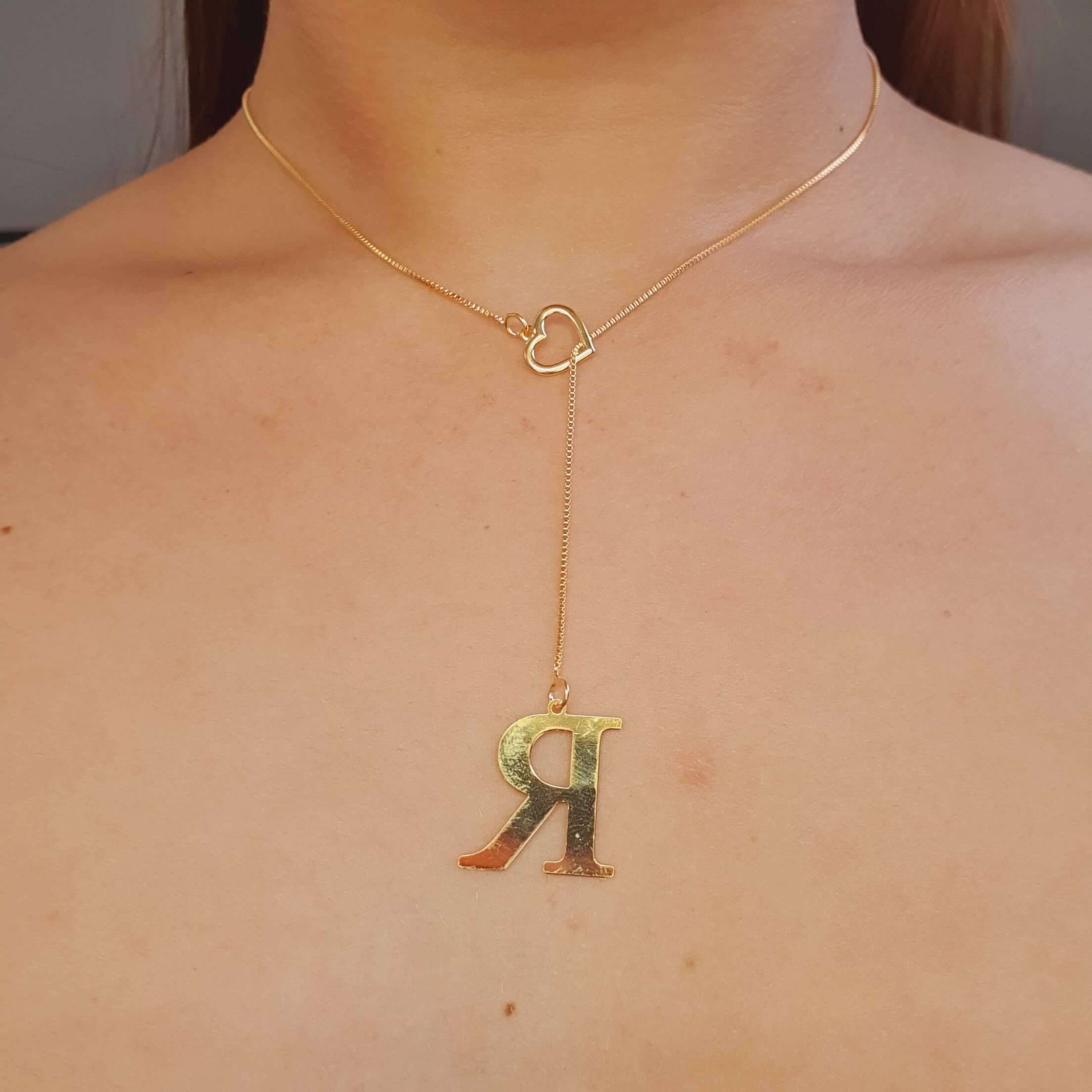 Colar Folheado A Ouro 18K Letra R - Chérie Bijoux