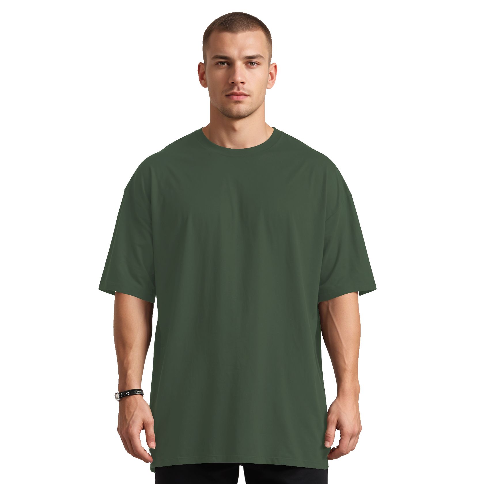 Camiseta Oversized Comum Lisa Elegante Verde Militar | CHIELLA