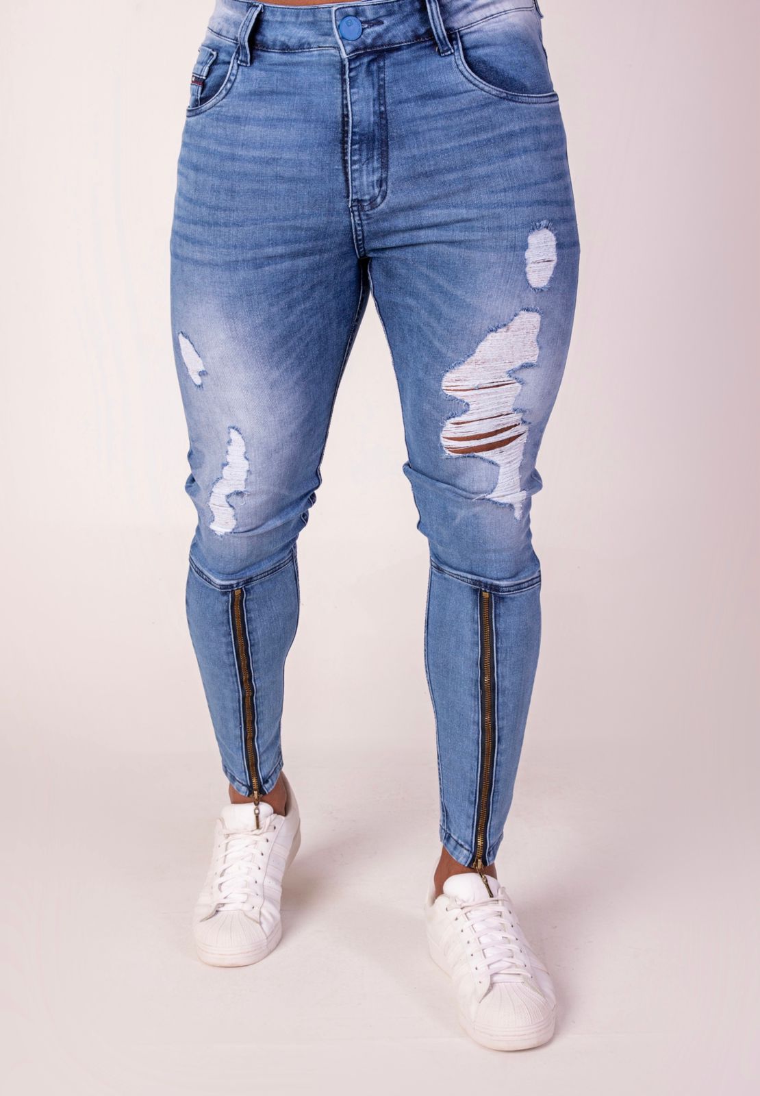 Skinny CalÃ§a Jeans Premium Destroyed Jeans Masculina Moda CalÃ§a