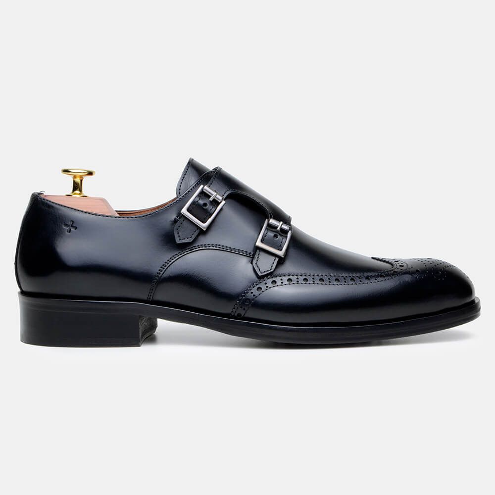 Leather Sapato Double Monk Style Sapatos Monk Strap Flynch Monk