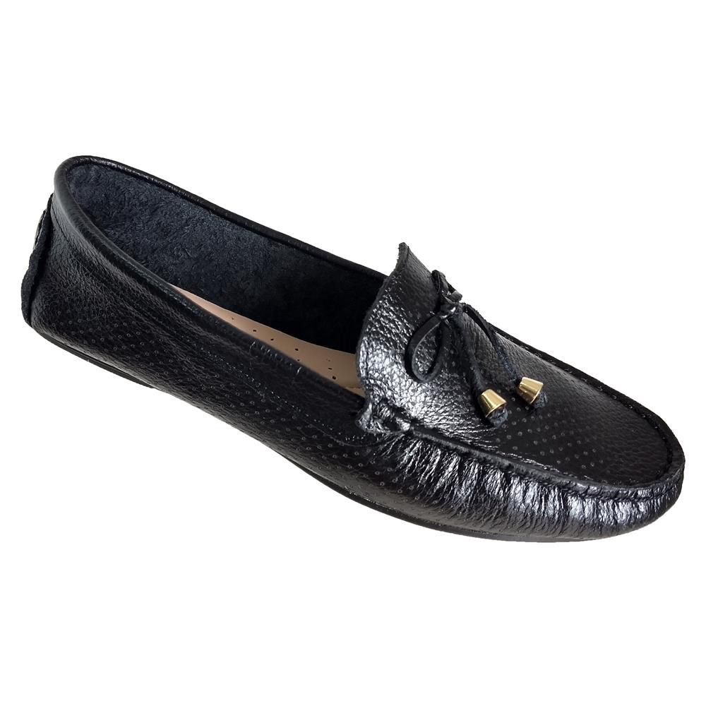 Mocassim couro preto sale