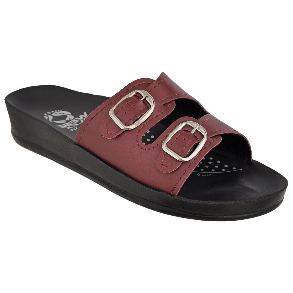 Sand lia Feminina Anatomica Conforto Vinho 2 Fivelas KRN SHOES