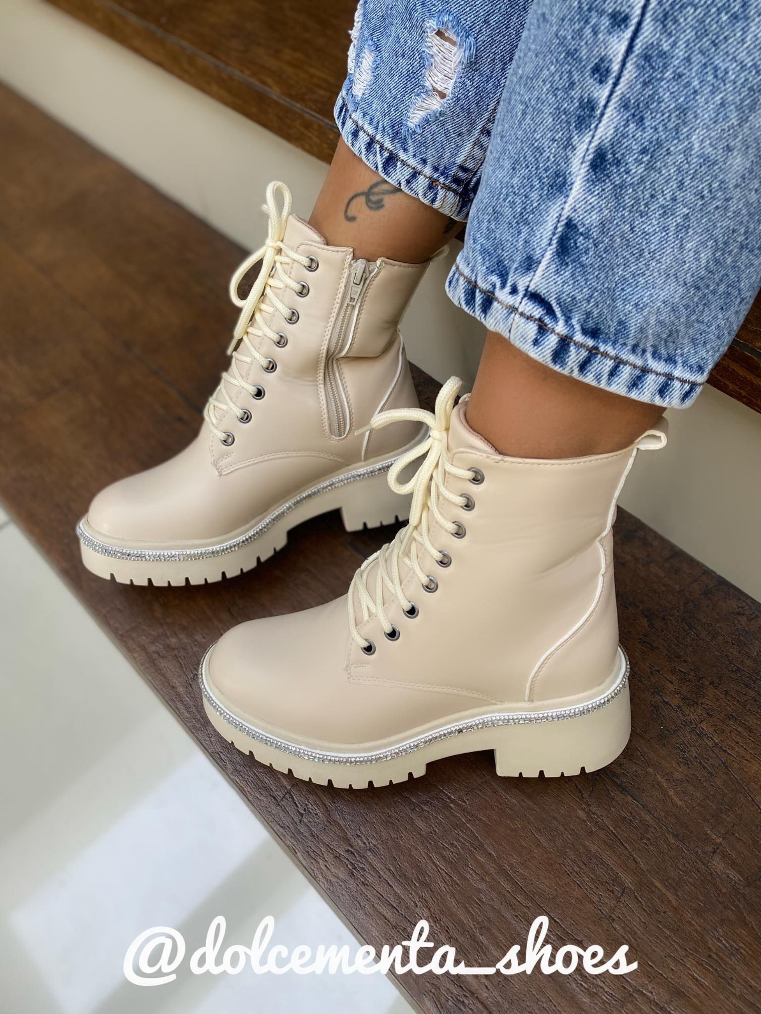 Bota Coturno Thayna {Off White} Dolce Menta