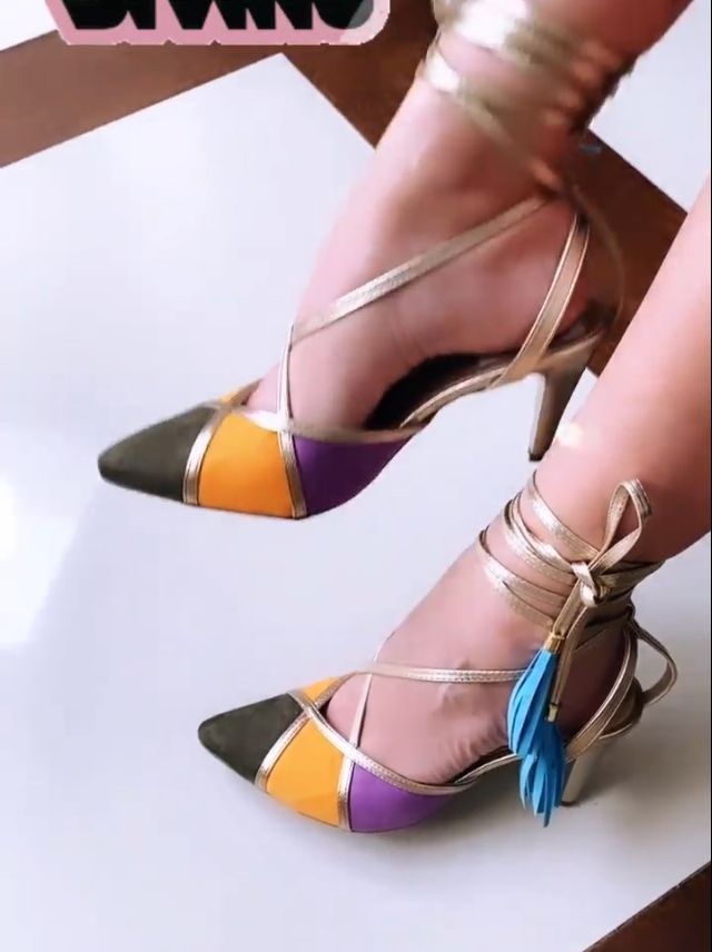 Scarpin verde tricolor lace up Dolce Menta