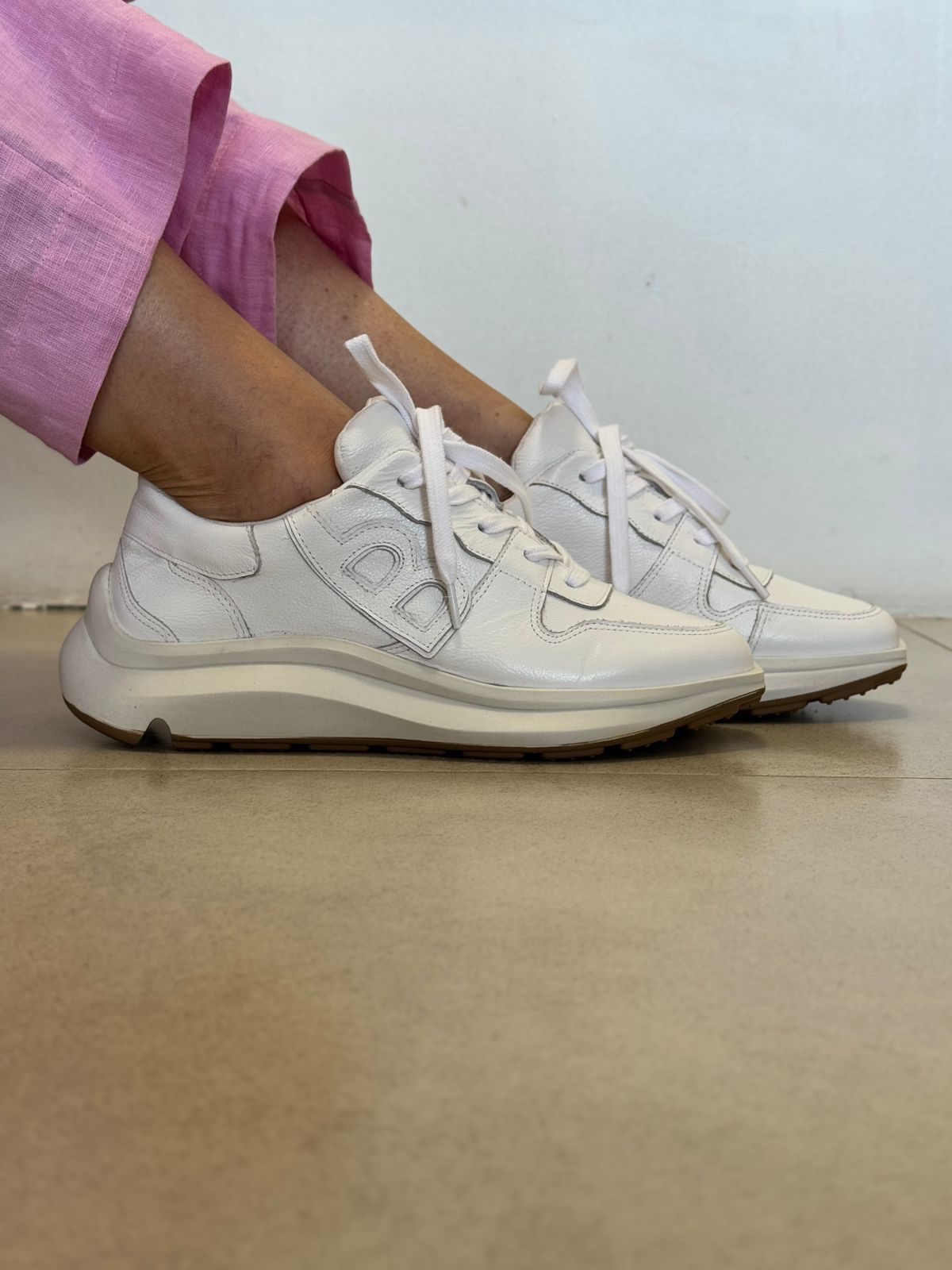 Tênis Chunky Betina Branco Couro Legítimo