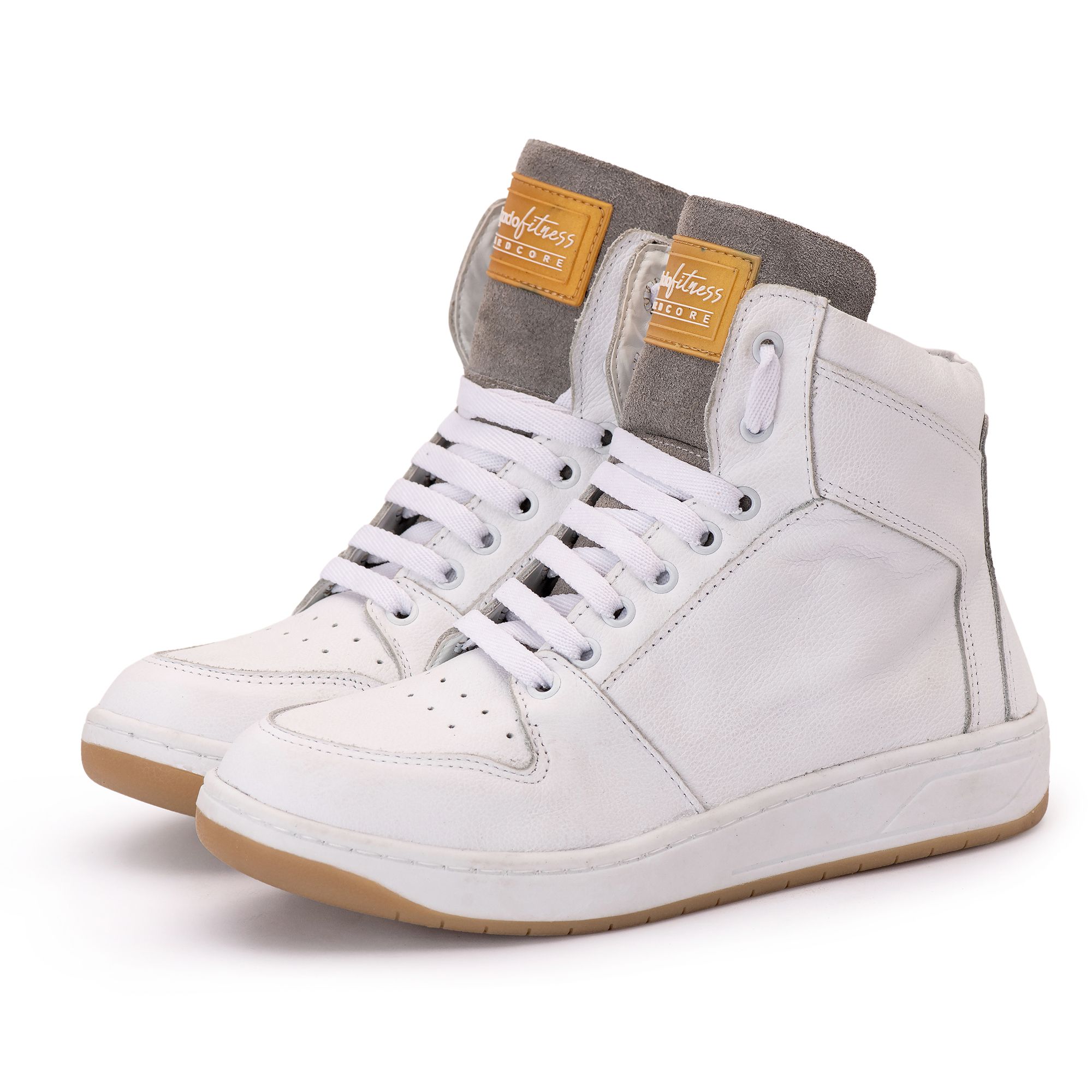 Tênis Sneaker Couro Legitimo Branco/Cinza - REF: 20300 Street | DROP FIT