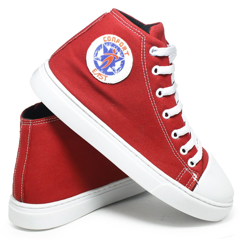 T nis Cano Alto Vermelho com Sola Branca EAST SPORT