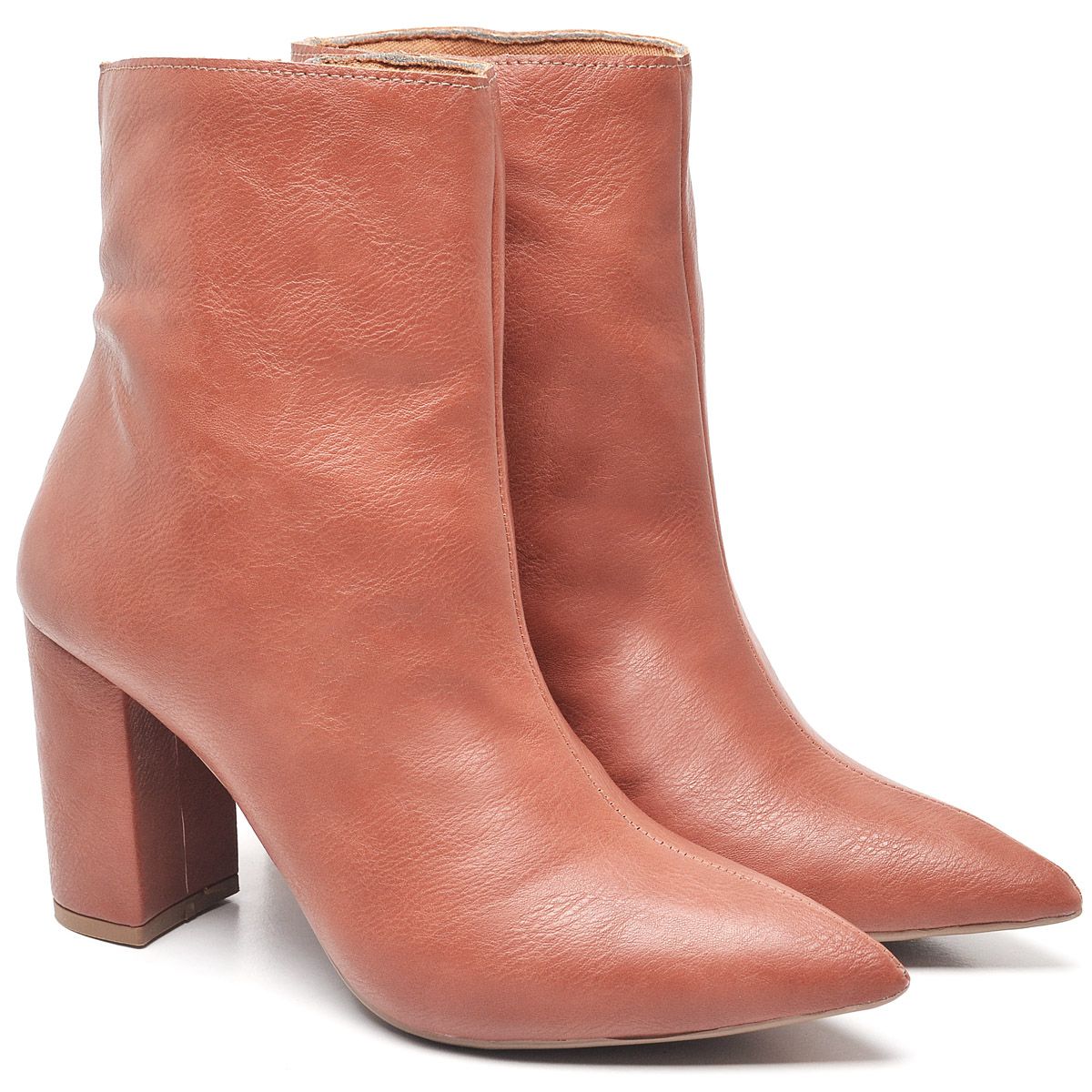 9501 Bota Cano Curto Salto Grosso M dio Napa Destroyed Canela