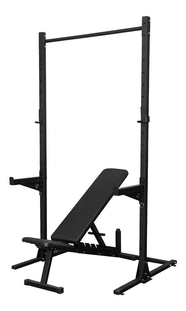 Banco de halteres para exercícios de corpo inteiro em academia em casa,  carga máxima de 550 lb, rack de supino inclinado dobrável para sentar, rack  de barra de fitness de altura ajustável (