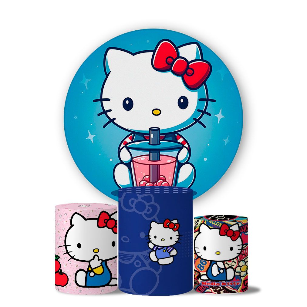 Kit Painel Cilindro Tema Hello Kitty 3 | ESTAMPARIA NET