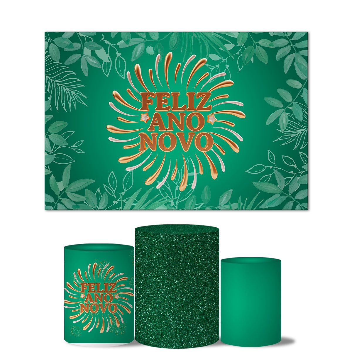 Trio Capas Cilindros + Painel Retangular Horizontal Ano Novo 7 ...