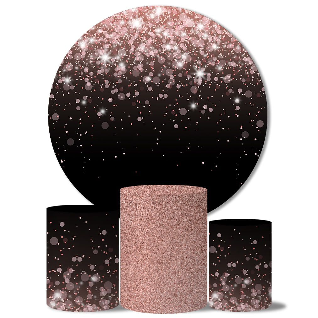 Trio Capas Cilindros + Painel Tema Glitter Rosé Gold Veste Fácil ...