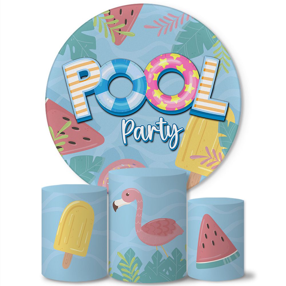 Trio Capas Cilindros + Painel Tema Pool Party Flamingo Veste Fácil ...