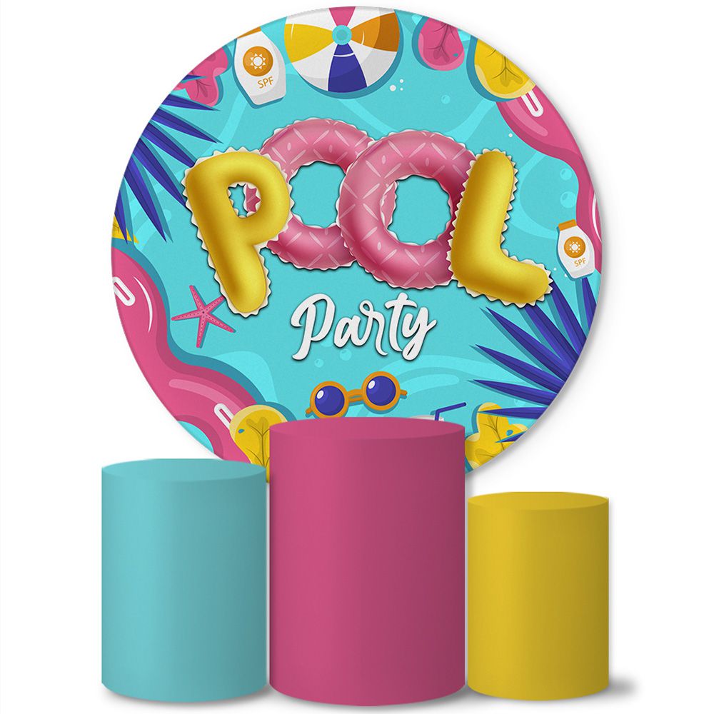Trio Capas Cilindros + Painel Tema Pool Party Unicórnio Veste Fácil ...