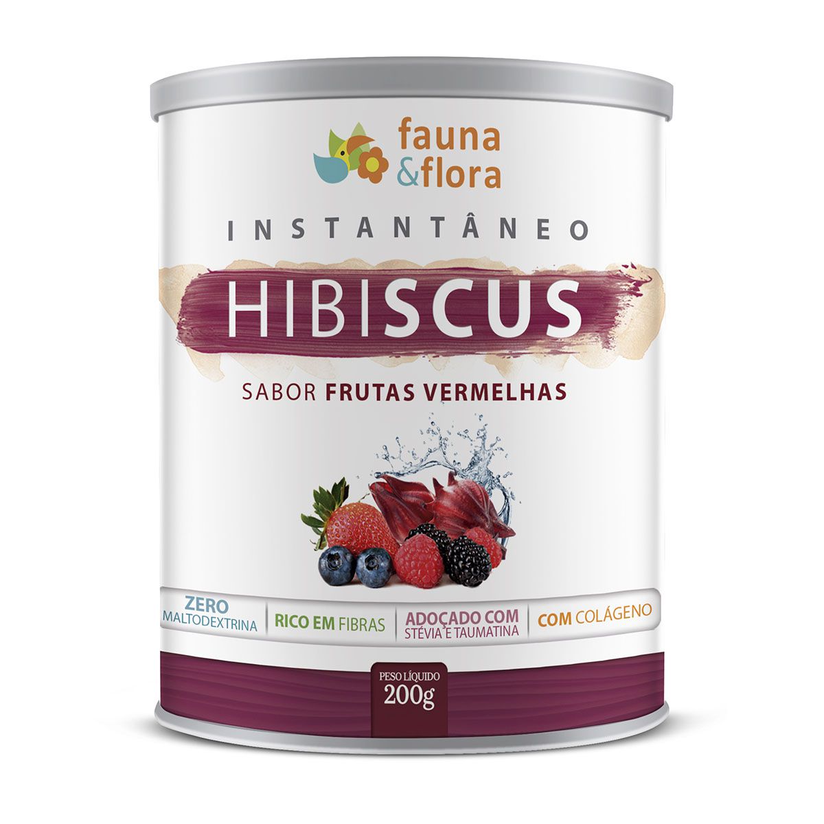 Ch Instant neo de Hibiscus Diur tico sabor Frutas Vermelhas 200g