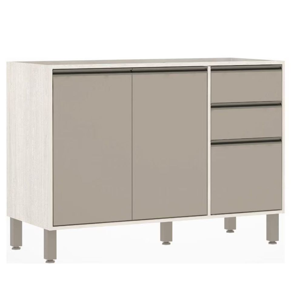 BALCAO DE COZINHA LINEA 120 MOCCA LACCA SEM TAMPO | FLUZÃO CONSTRUÇÃO