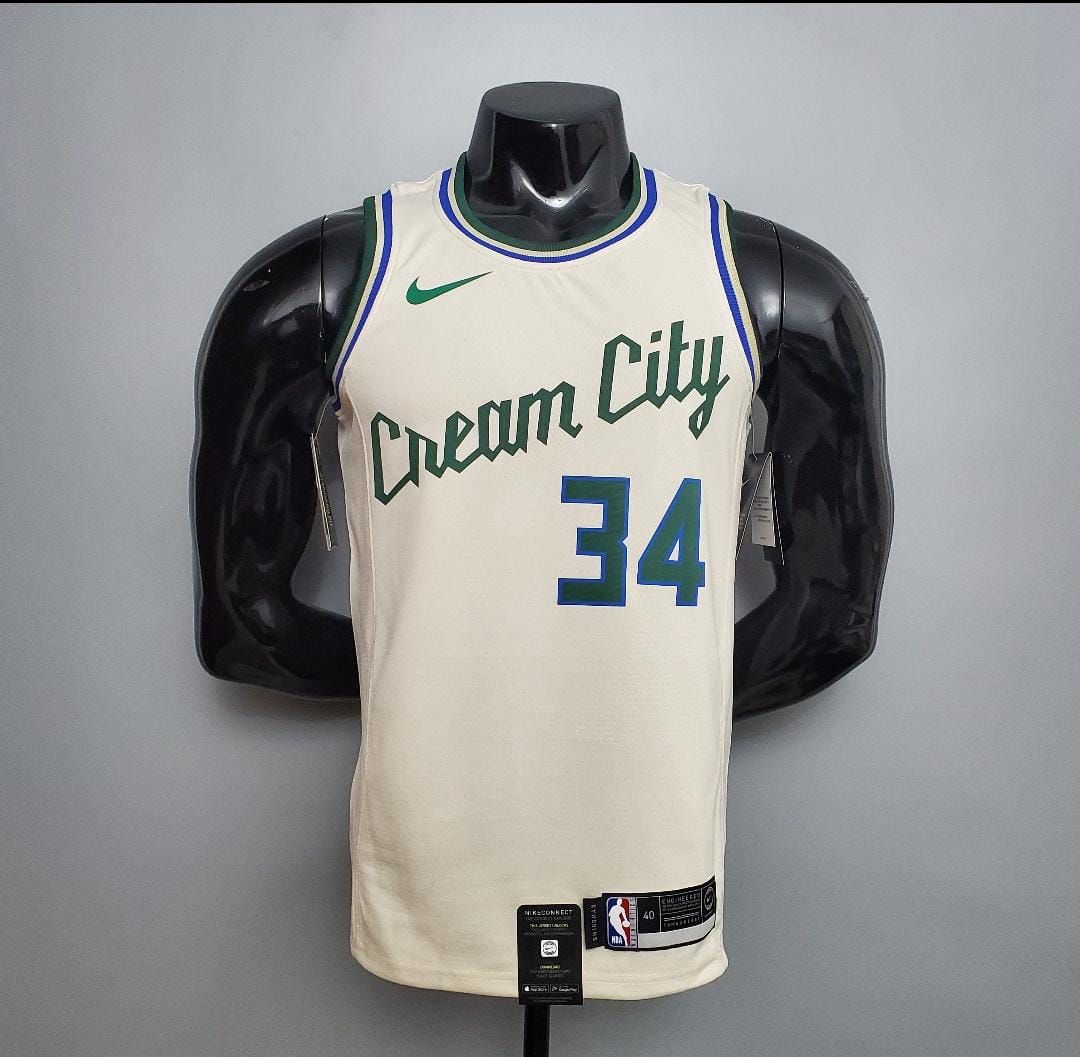 Regata NBA Milwaukee Bucks Cream City jogador giannis