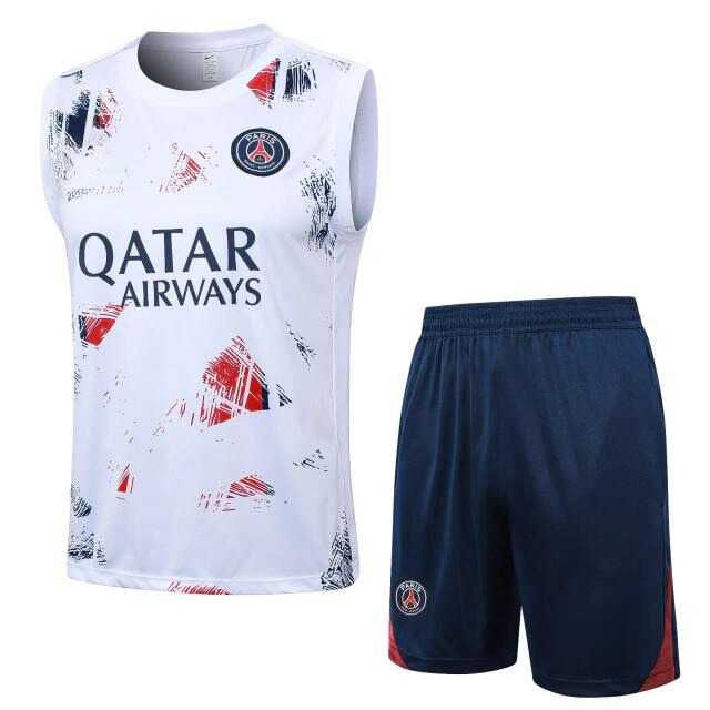 Conjunto Treino Regata E Short PSG 2024/25 - Branco/Vermelho ...