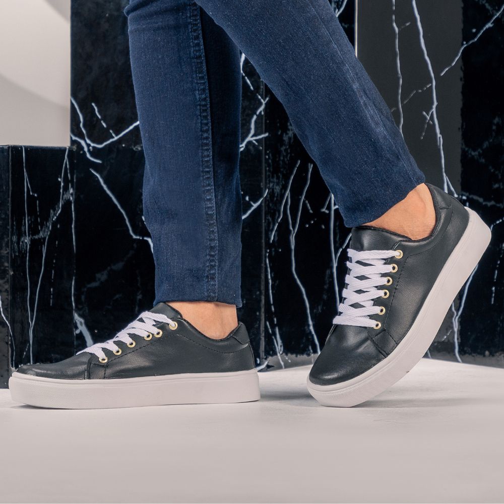 T nis Feminino Casual Preto Cano Baixo Conforto GuGi