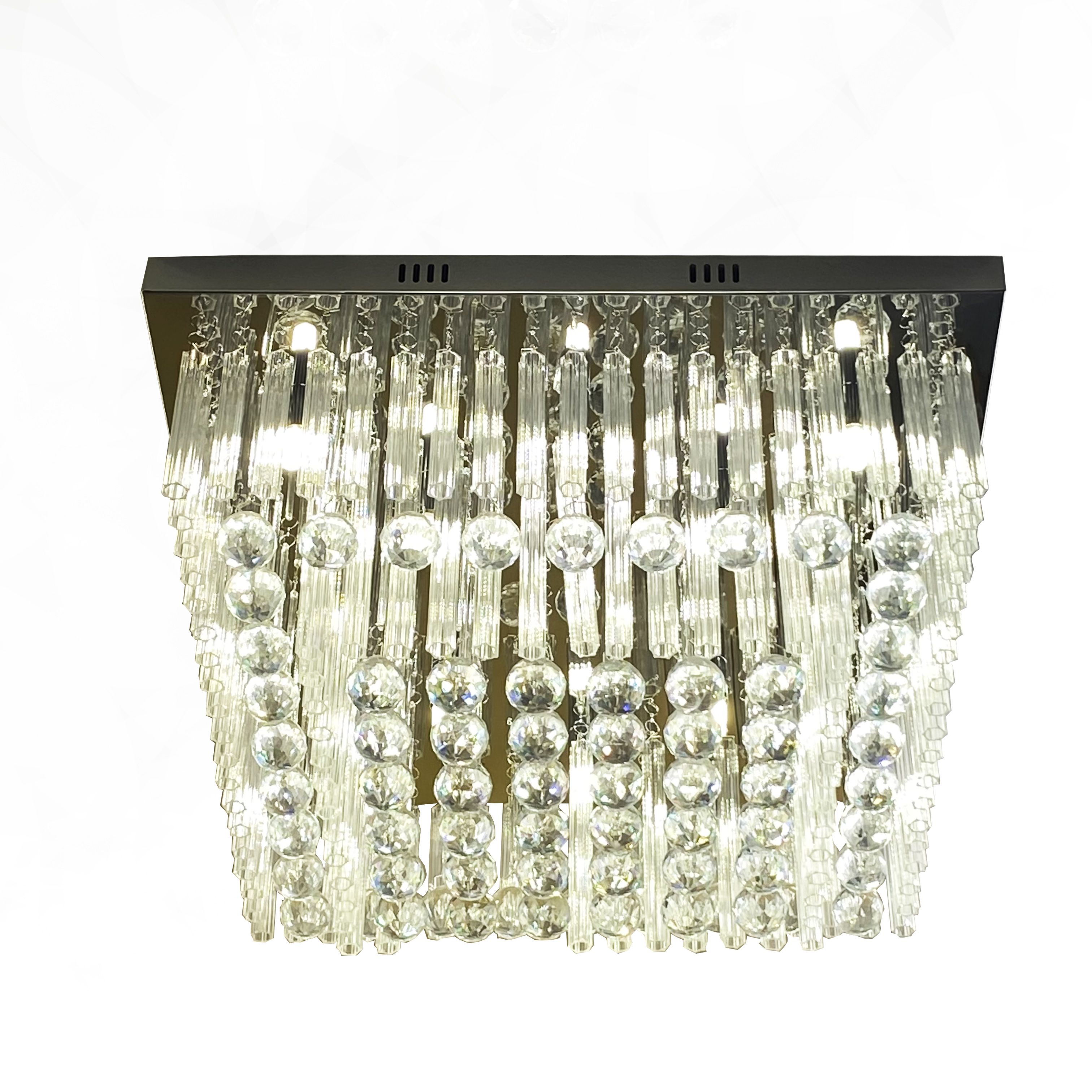 PLAFON CRISTAL QUADRADO NOBRE MADRID 50CM PARA SUÍTE BellaLuz