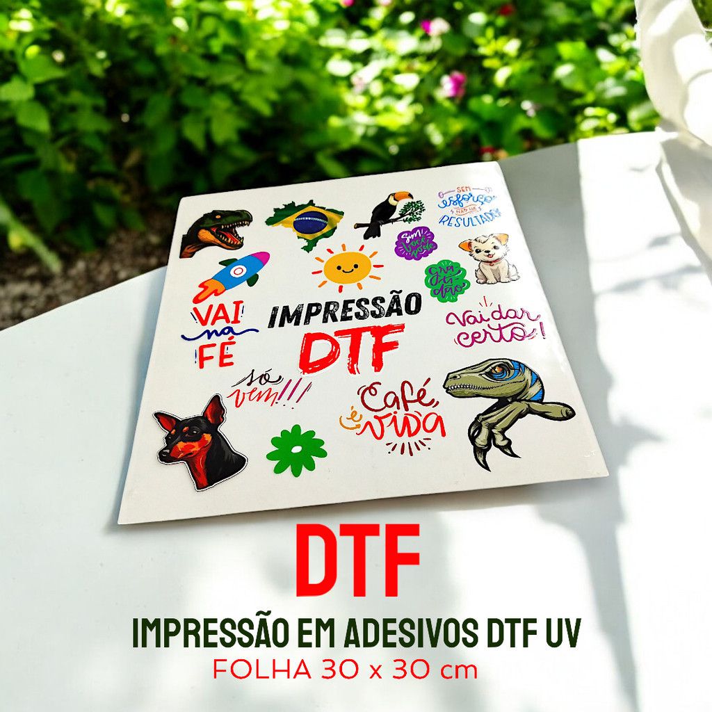 Adesivos DTF - UV - para transferência - estampa - Folha 30x30 cm ...