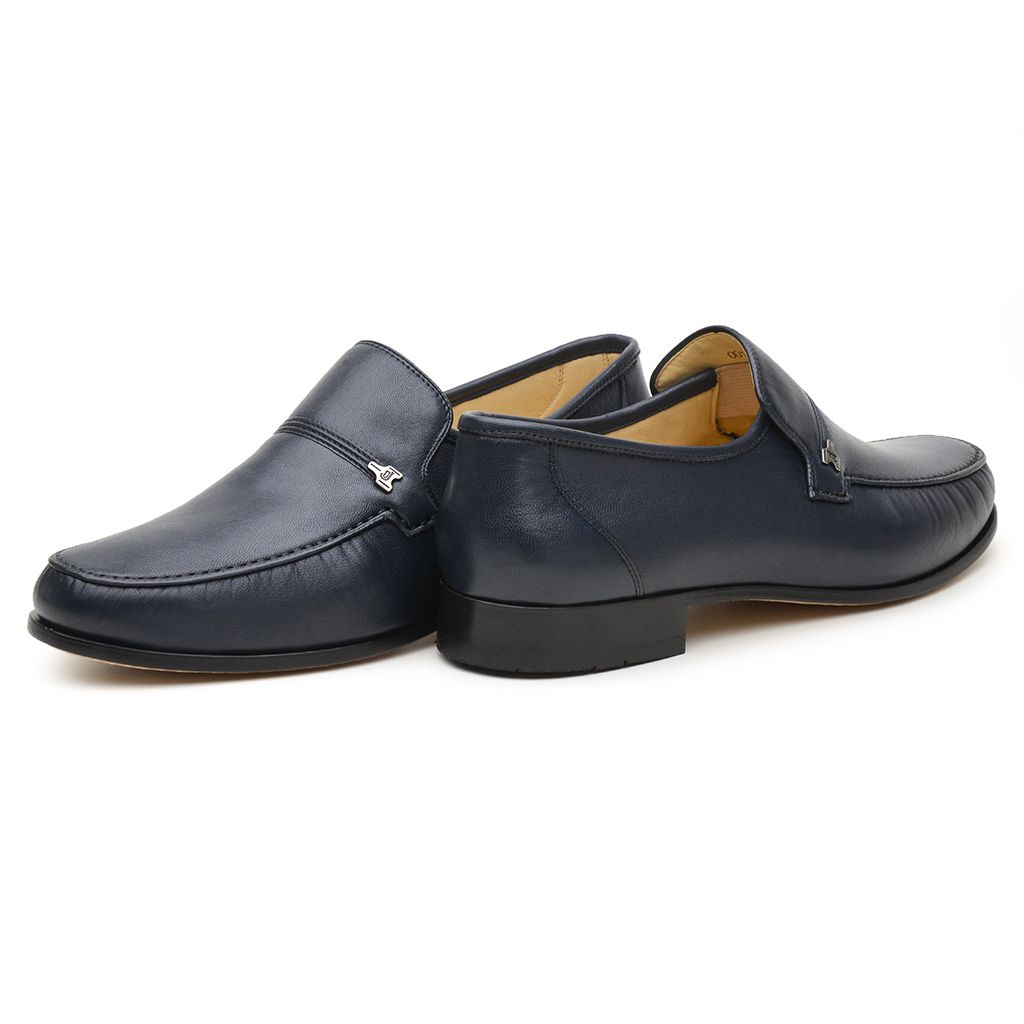 Mocassim Masculino Azul Marinho de Couro Tamanho Especial | JACOMETTI