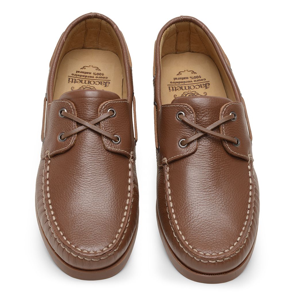 Mocassim Sider Casual Masculino de Couro Floater Caramelo JACOMETTI