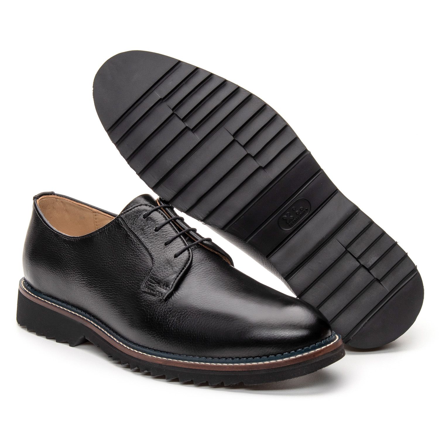 Sapato Casual Masculino Derby Couro Preto JACOMETTI