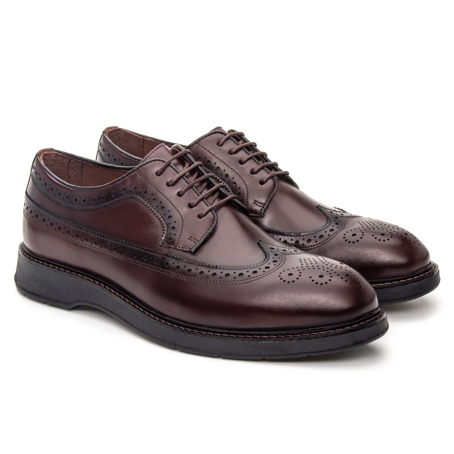 Sapato Casual Masculino Derby Trento Couro Castanho Solado de