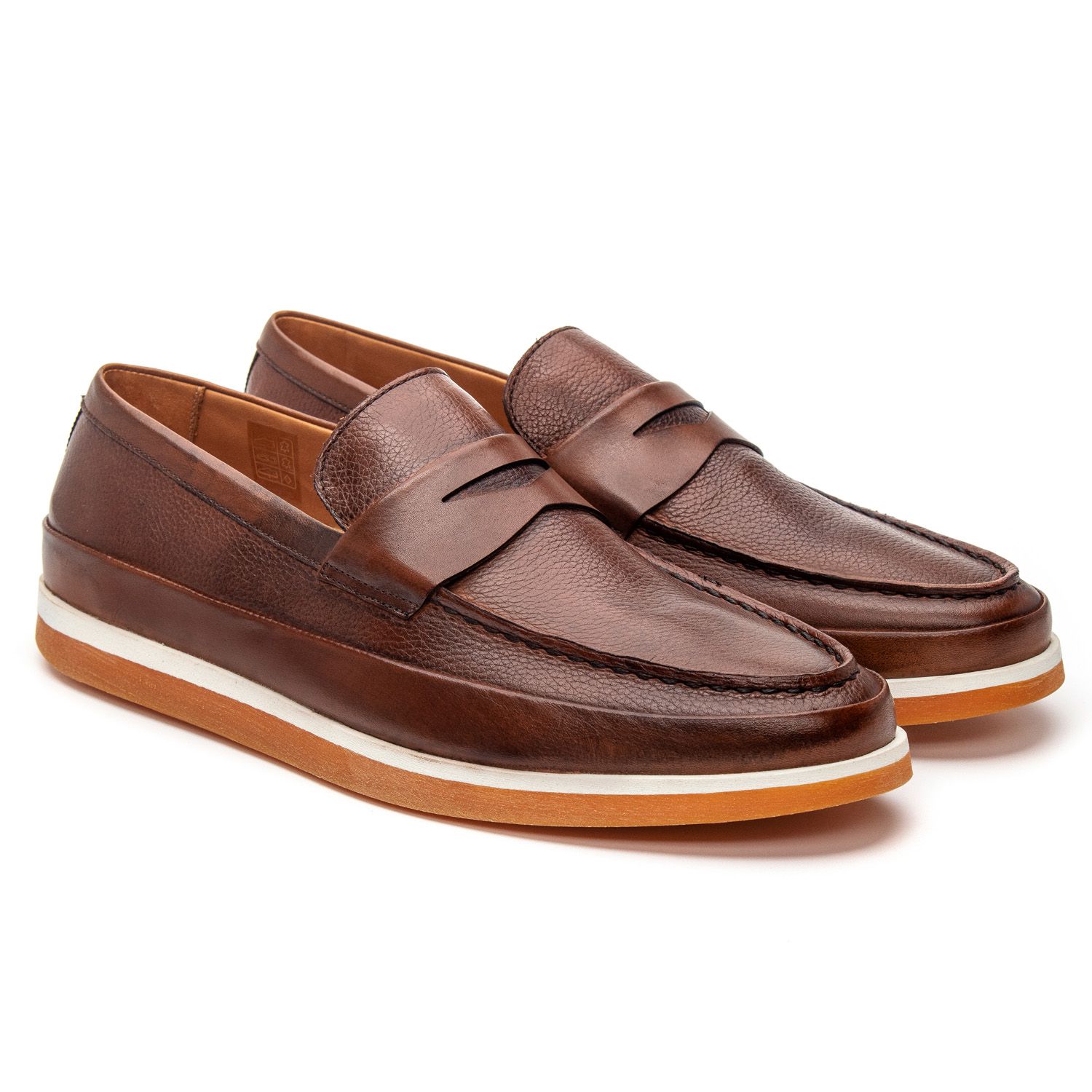 Sapato Masculino Loafer Couro Chocolate Solado Borracha JACOMETTI