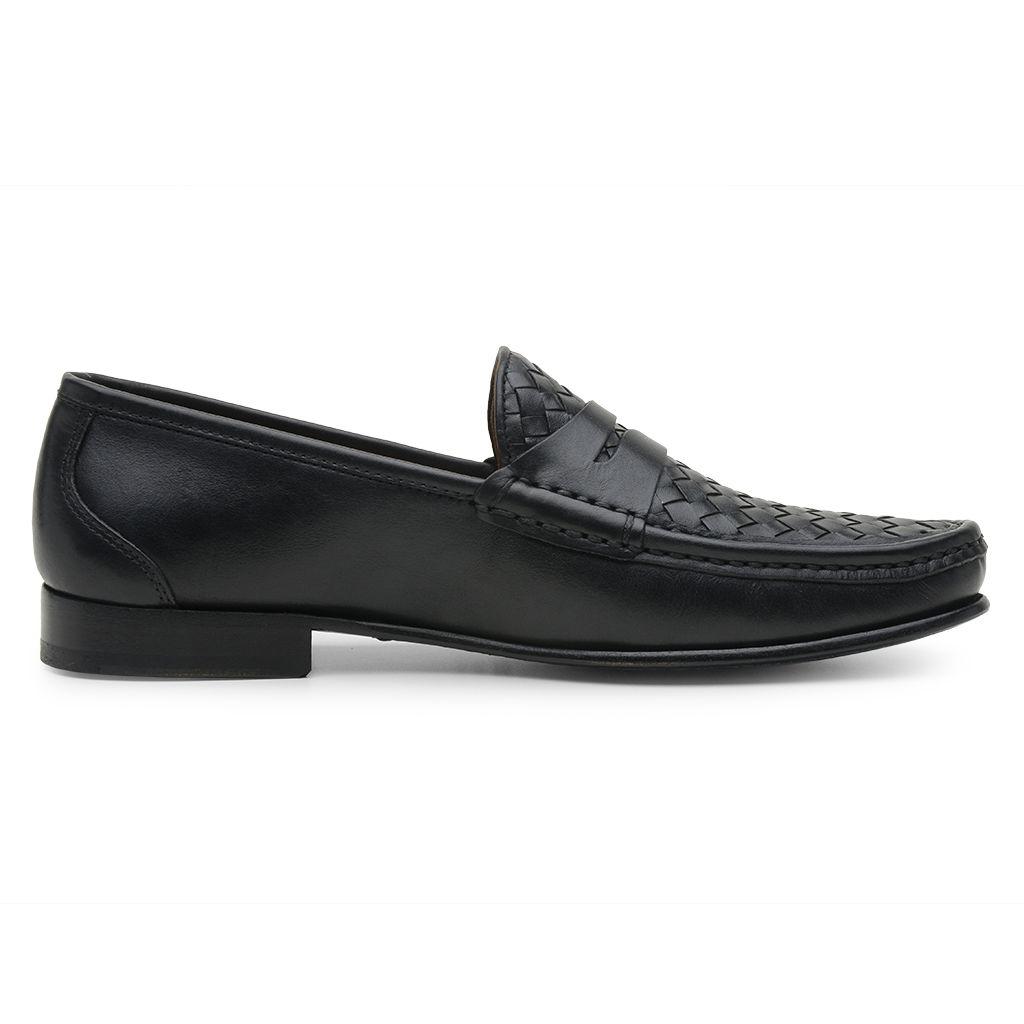 Mocassim Masculino de Couro Tress Preto Gj03 Solado De Couro