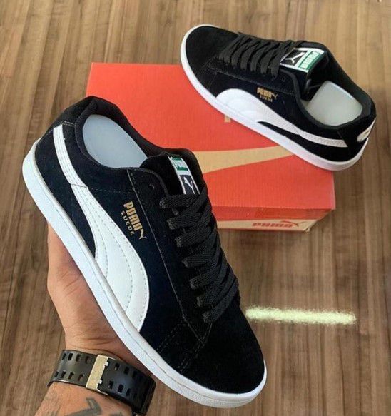 Tenis Casual Suede Classico Unissex Preto Branco KICCO