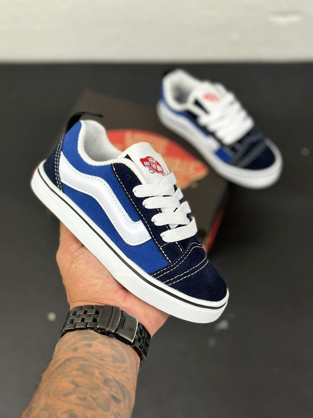 Vans old skool preto e azul cheap