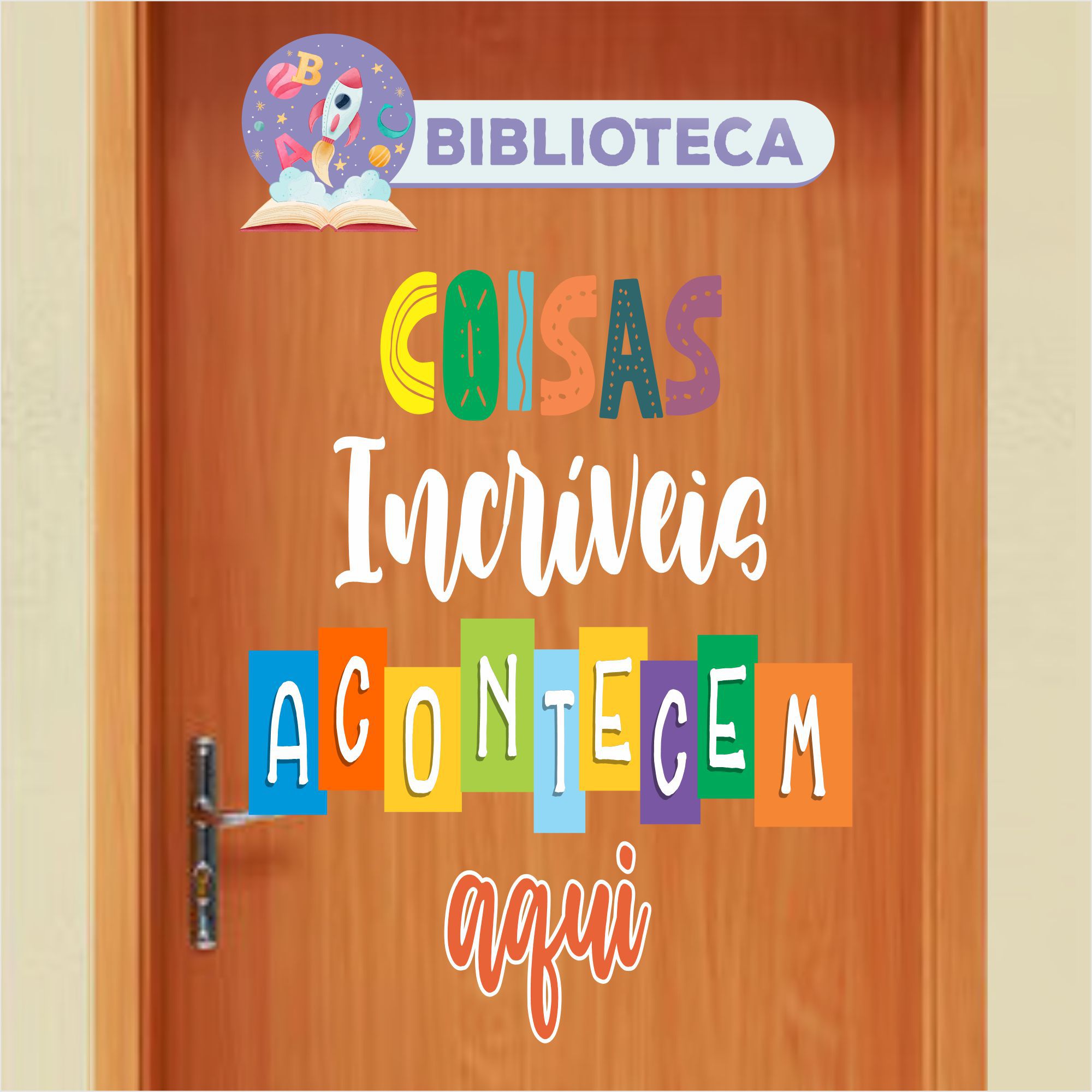 Adesivo Porta Escola, Creche - Biblioteca - coisas incríveis acontecem ...