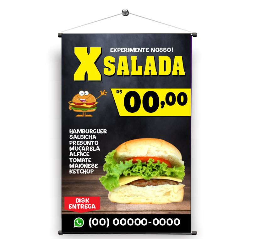 Banner Temos Lanches Xis Hamburguer Comida