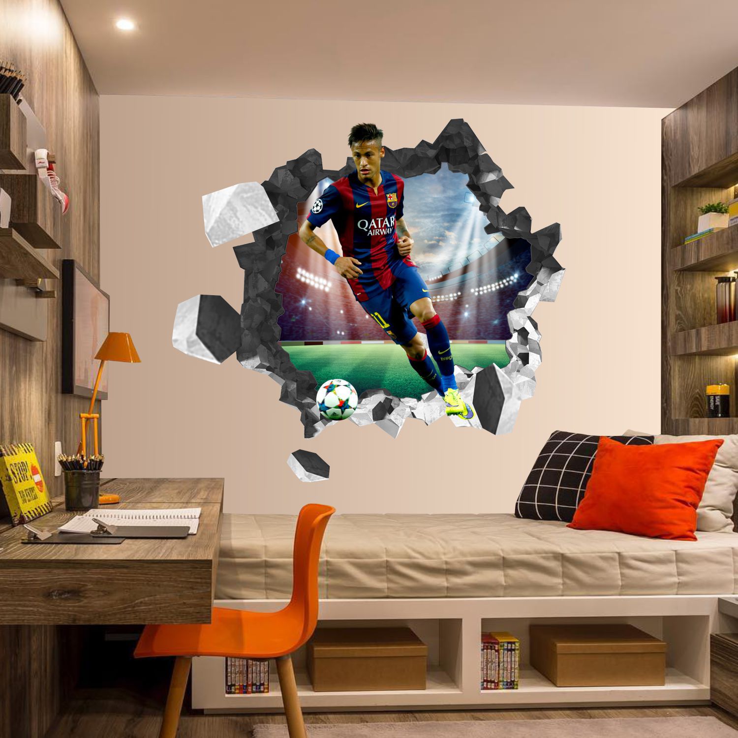 Neymar Barcelona Jogador de Futebol Parede Adesivos Sala Decoração