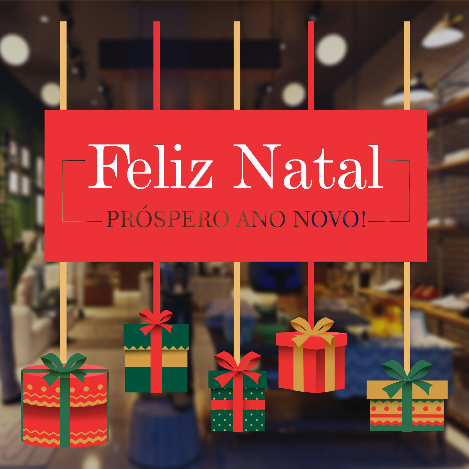 Adesivo Feliz Natal e Ano Novo (P-M-G) - Fac Signs