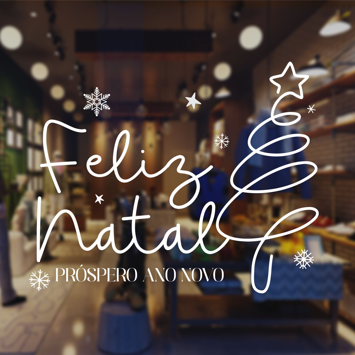 Adesivo de vitrine Natal Feliz Ano e Prospero Ano Novo