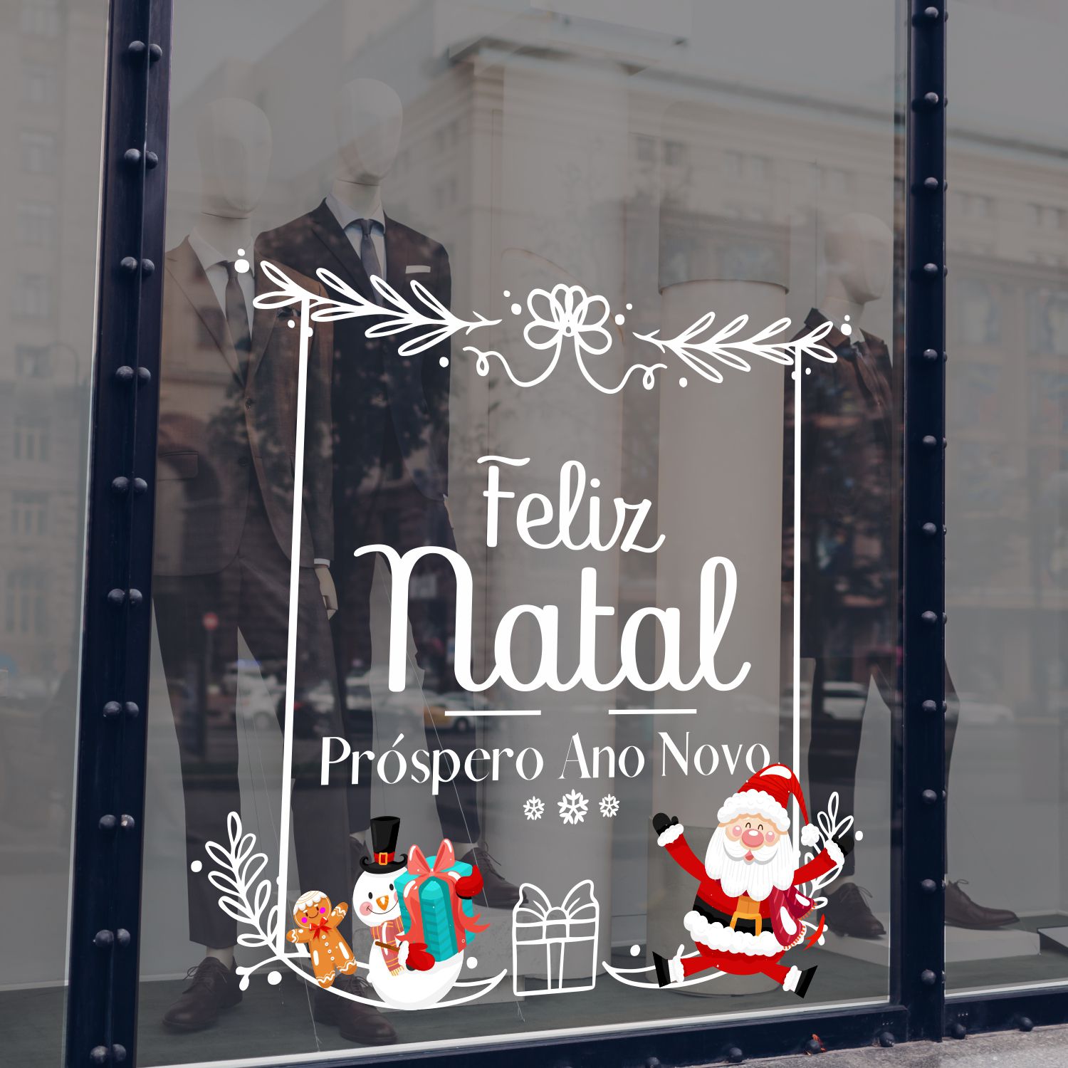 Adesivo Para Vitrine Feliz Natal Próspero Ano Novo | KRadesivos