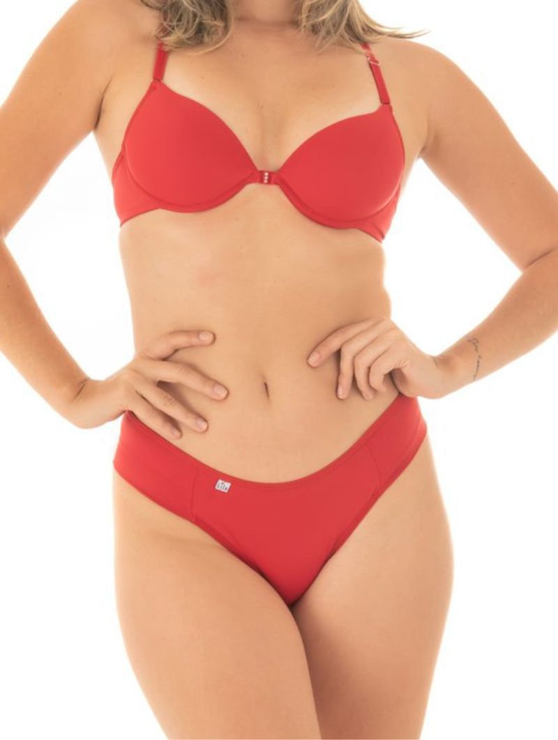 Conjunto B Sico Suti Nadador Vermelho Com Bojo Lila Lingerie