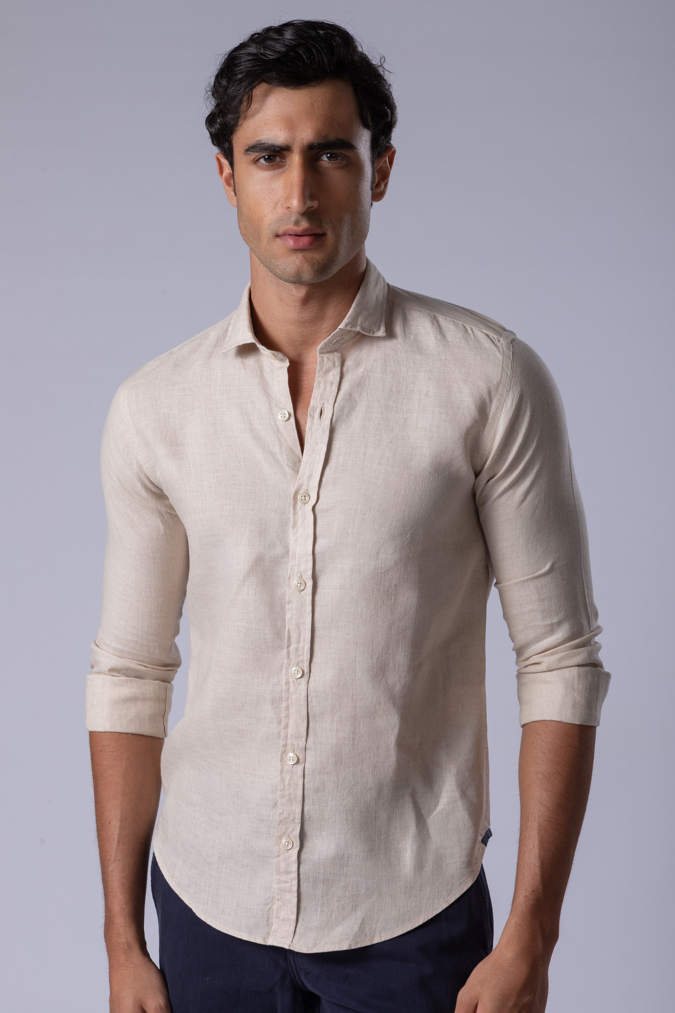 Camisa Manga Longa Regular Linho cru Diodato Alfaiataria