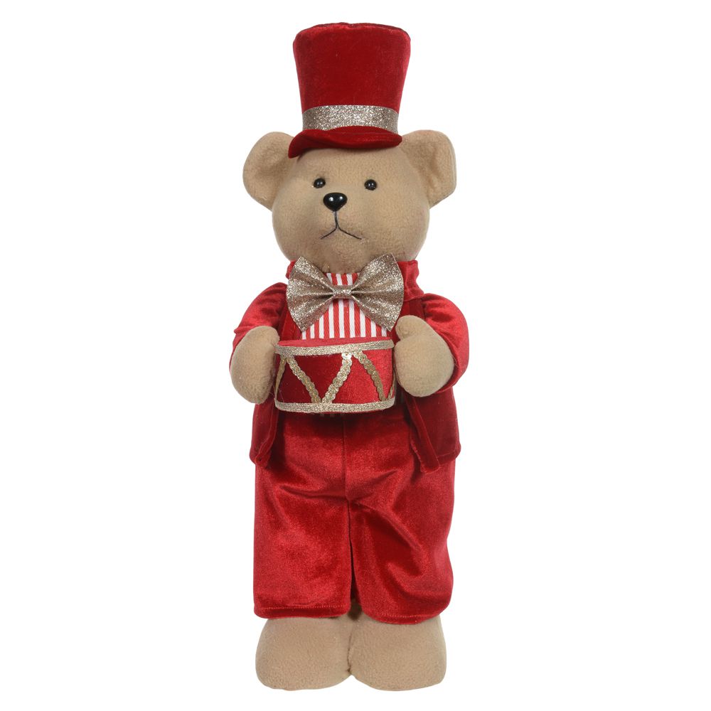 Urso Xadrez Tocando Tambor Vermelho Decorativo Natal 23cm - Toque de Classe  - Decoração de Natal para Casa - Magazine Luiza