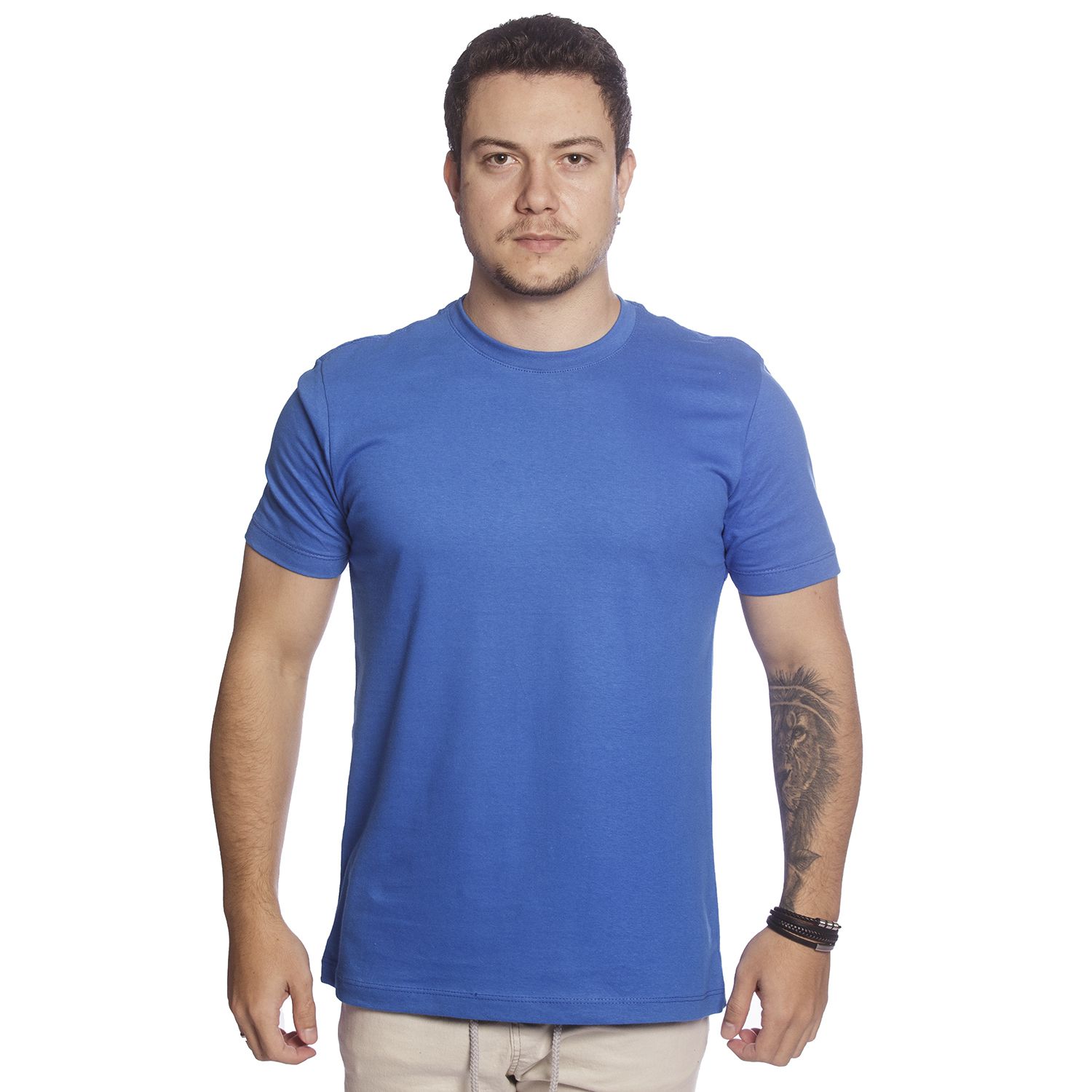 Camiseta de Algodão Masculina Azul Royal Lisa - Super Estampas
