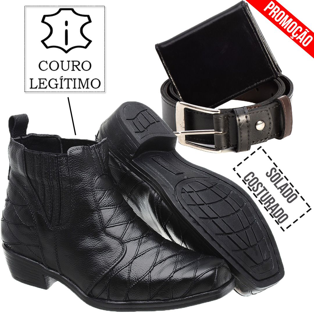 Bota de couro escamada masculina cheap
